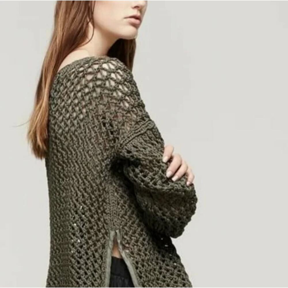 rag & bone Olive Green Open-Knit Sweater